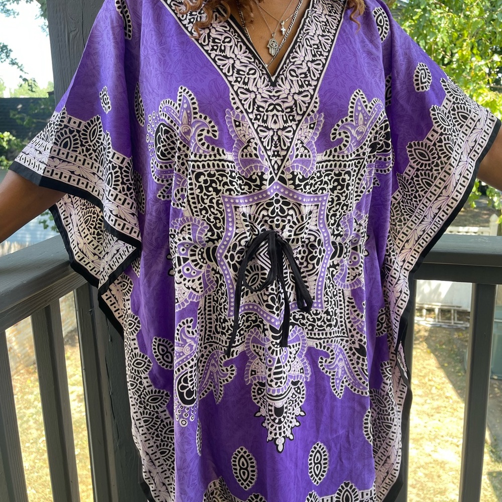 Purple and Black Patterned Kaftan